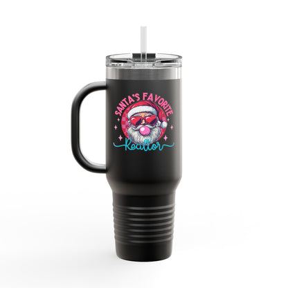 Santa’s Favorite Realtor Tumbler – 40 oz Stainless Steel Mug with Holiday Design