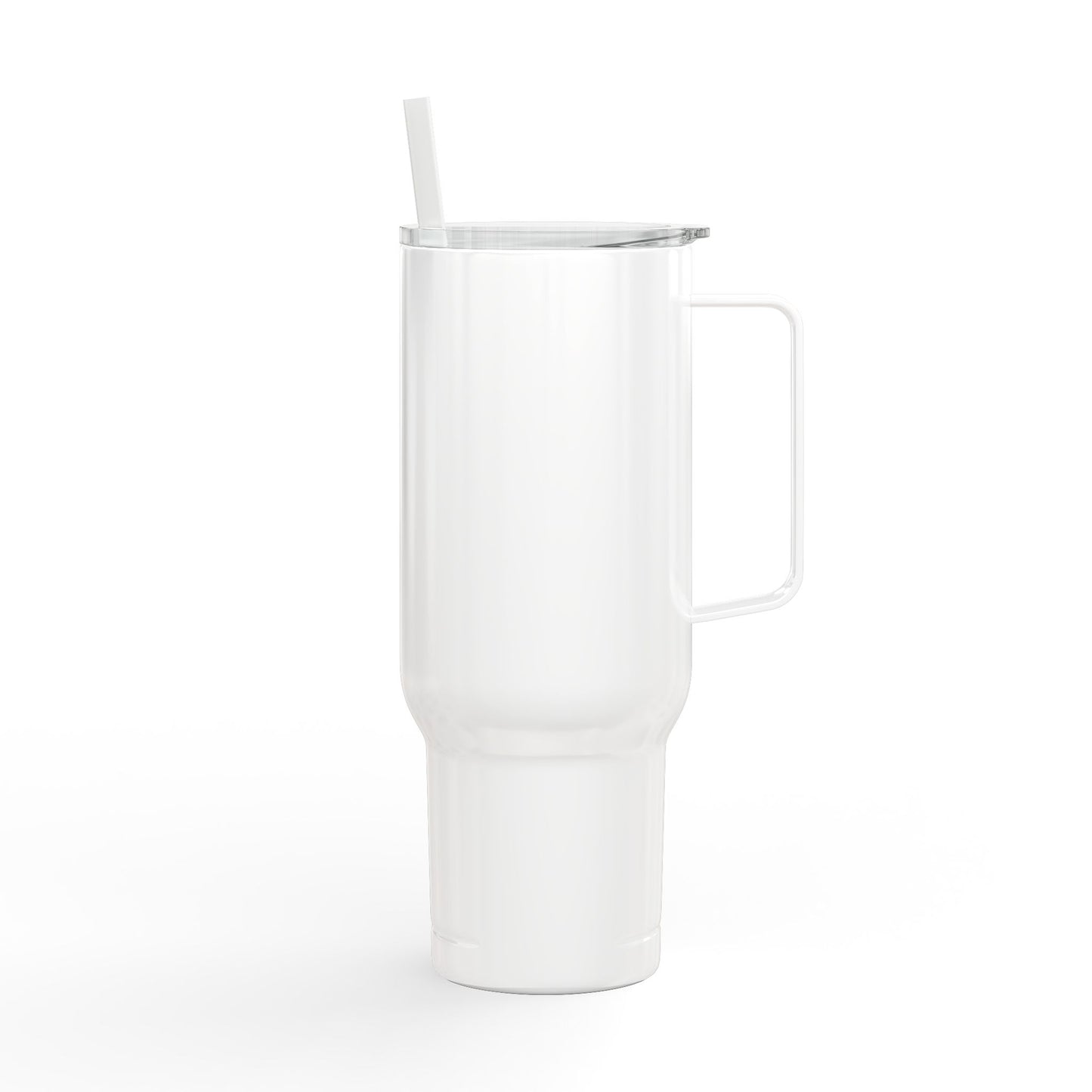 Wife. Mom. Realtor. Tumbler – 40 oz White Stainless Steel Mug with Straw (Lifestyle Image)
