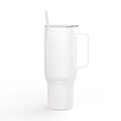 Wife. Mom. Realtor. Tumbler – 40 oz White Stainless Steel Mug with Straw (Lifestyle Image)