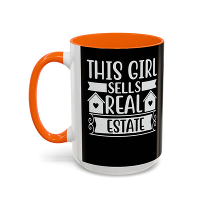 This Girl Sells Real Estate Realtor Accent Coffee Mug (11, 15oz)
