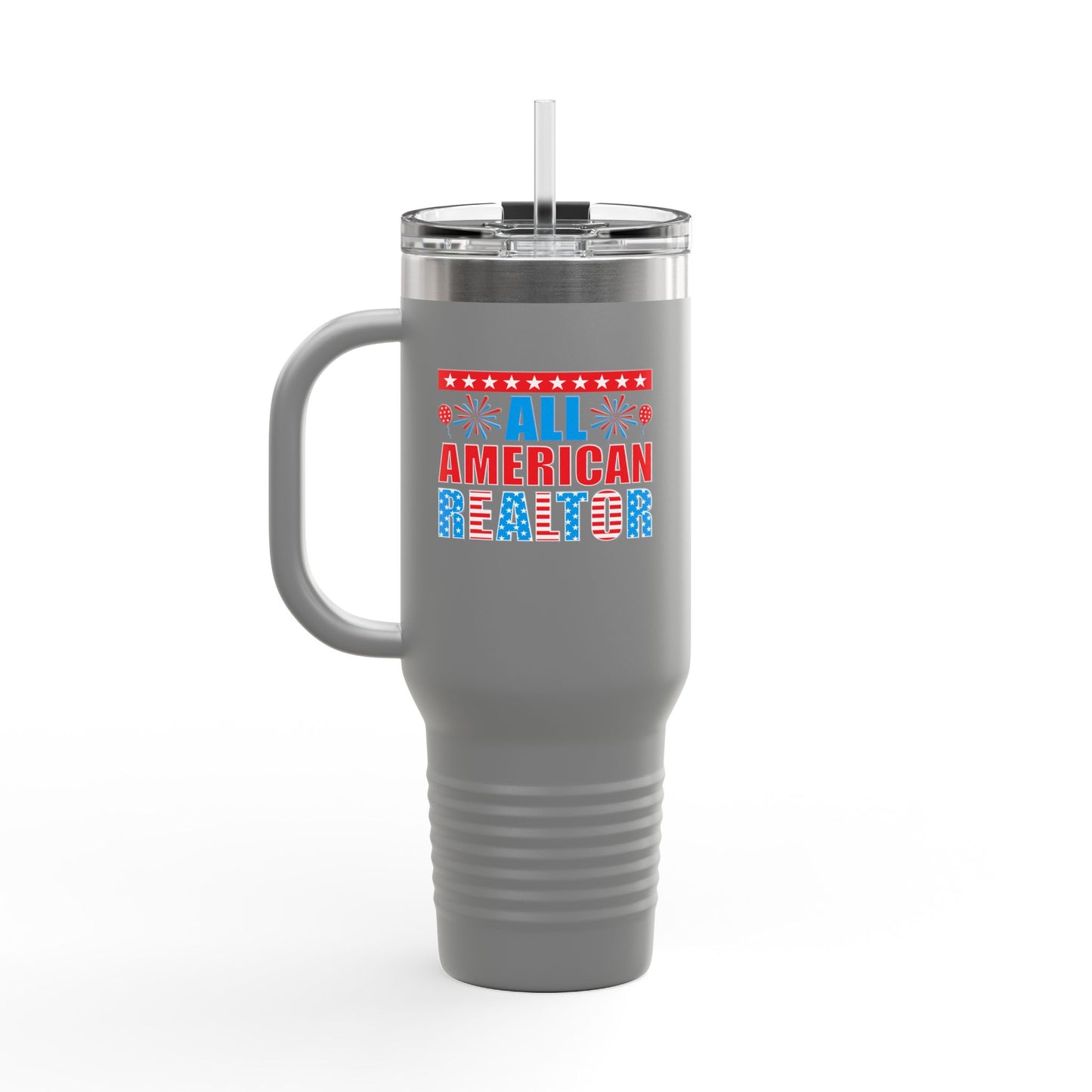 All American Realtor Tumbler – 40 oz Stainless Steel Mug with Patriotic Fireworks Design
