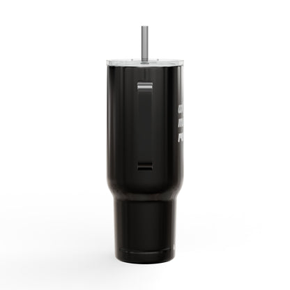 Wife. Mom. Realtor. Tumbler – 40 oz White Stainless Steel Mug with Straw (Lifestyle Image)