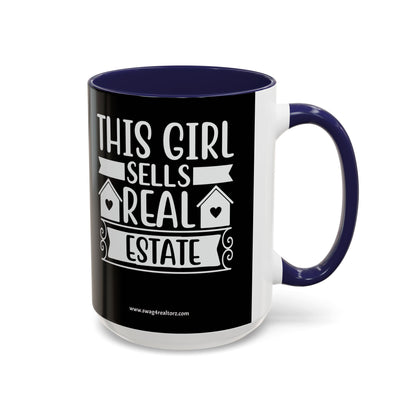 This Girl Sells Real Estate Realtor Accent Coffee Mug (11, 15oz)