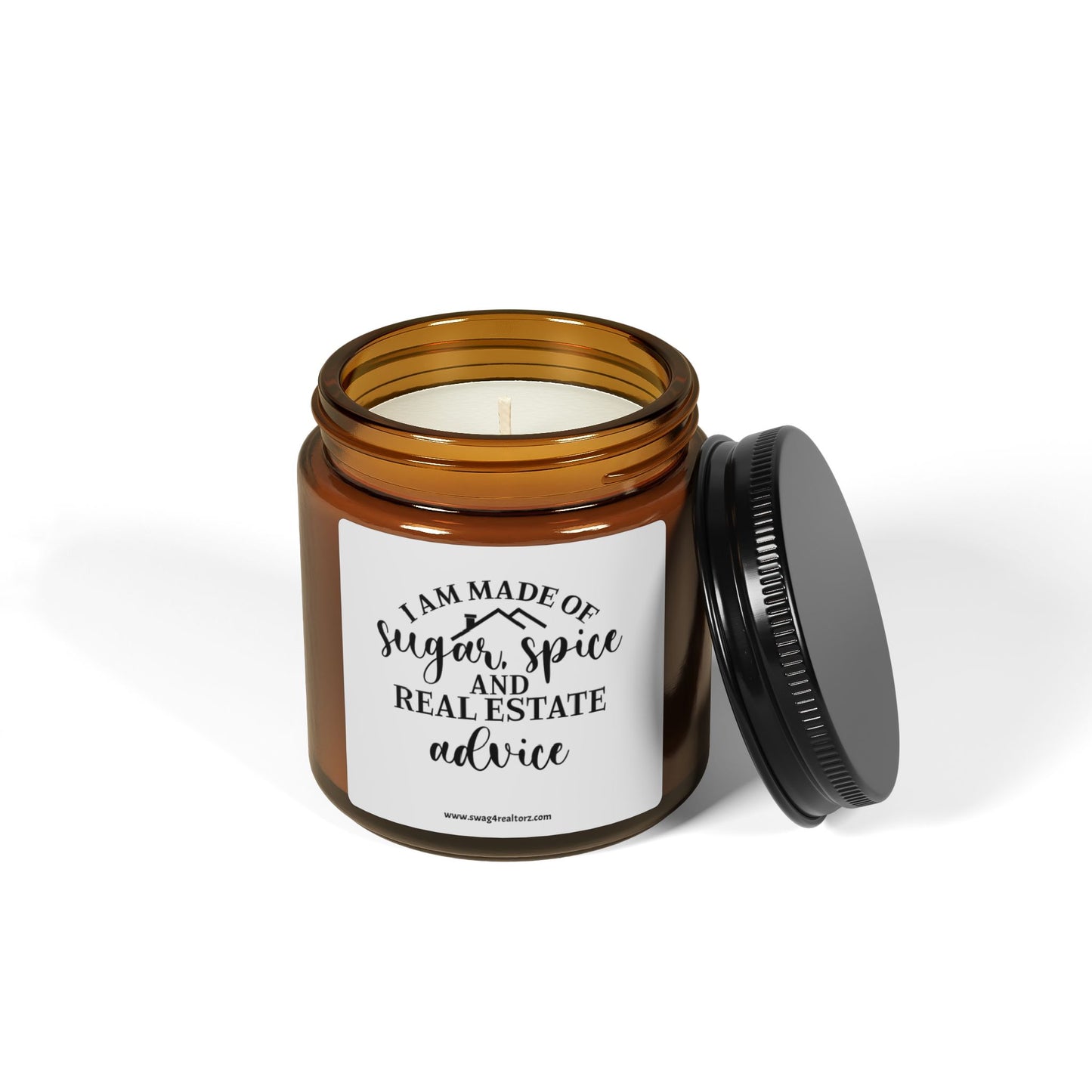I Am Made Of Sugar & Spice Realtor Scented Soy Candle (Multi-Size, Amber Jar)