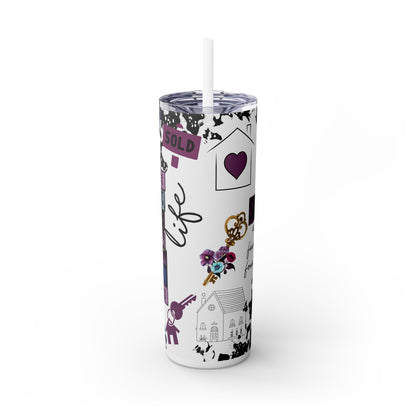 Realtor Life Collage Tumbler – 20 oz Stainless Steel Mug with SOLD Quote & Floral Graphics
