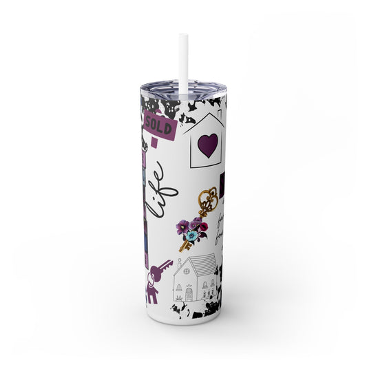 Realtor Life Collage Tumbler – 20 oz Stainless Steel Mug with SOLD Quote & Floral Graphics