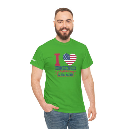 I ❤️ United States of America & Real Estate Tee – Freedom, Fireworks, and For Sale Signs 💥🏡