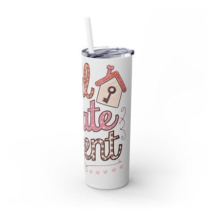 Real Estate Agent Tumbler – Cute Polka Dot Realtor Design with Hearts & House Icon