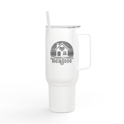 Heart & Home Realtor Tumbler – 40 oz White Stainless Steel Mug for Real Estate Agents