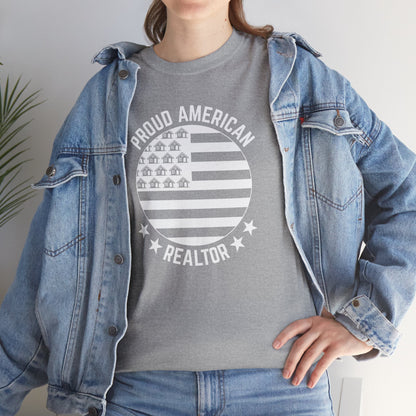 Proud American Realtor Tee – Stars, Stripes & Sold Signs