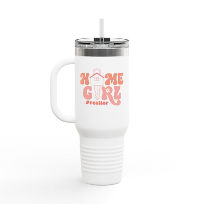 Home Girl #Realtor Tumbler – 40 oz Stainless Steel Mug with Key & Retro Font