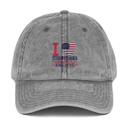 I ❤️ USA & Real Estate Hat – Patriotic Realtor Cap