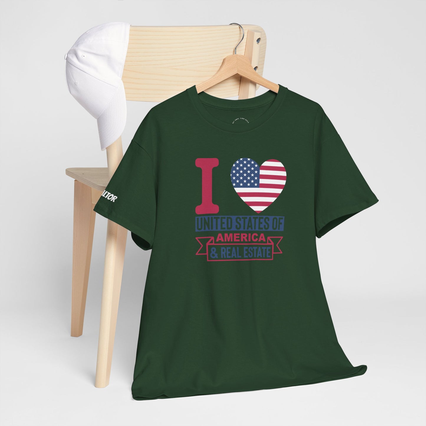 I ❤️ America & Real Estate Tee – Where Freedom Meets the Front Door 🏠