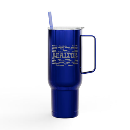 REALTOR Word Cloud Tumbler – 40 oz Stainless Steel Mug for Real Estate Agents