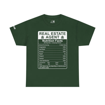 Realtor Funny Nutrition Facts - Heavy Cotton T-Shirt Perfect for Everyday Wear