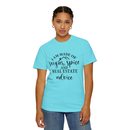 Made of Sugar, Spice, and Real Estate Advice Funny Real Estate T-Shirt