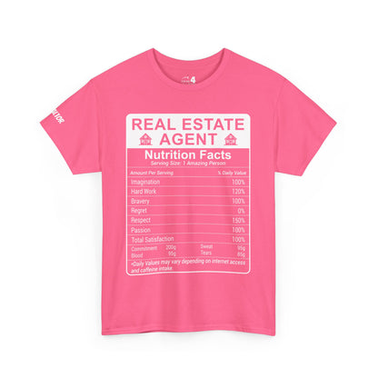 Realtor Funny Nutrition Facts - Heavy Cotton T-Shirt Perfect for Everyday Wear