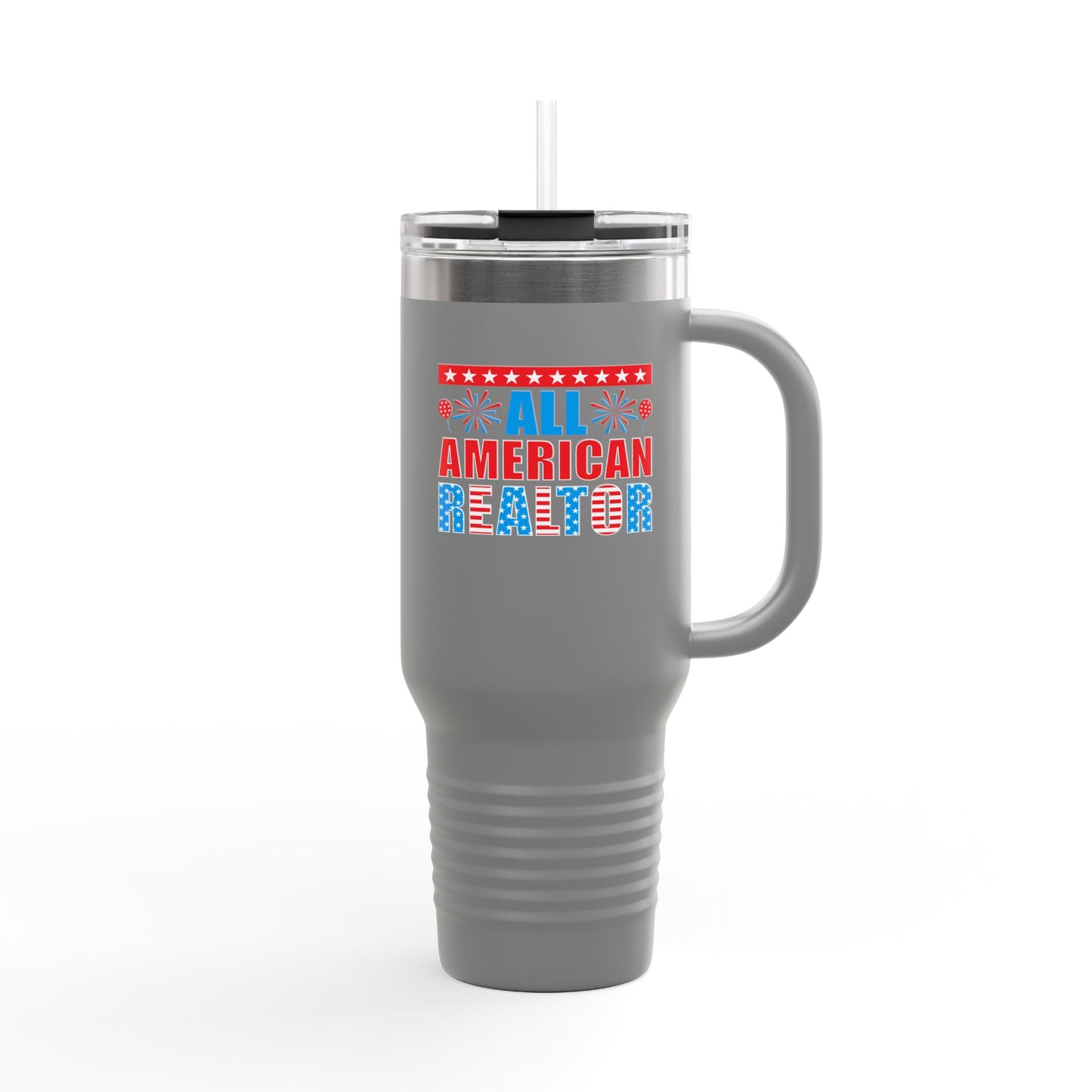 All American Realtor Tumbler – 40 oz Stainless Steel Mug with Patriotic Fireworks Design