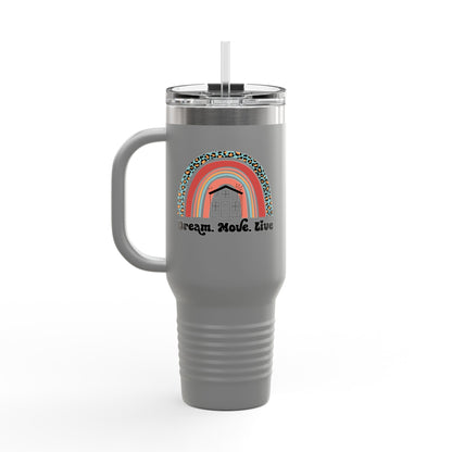 Dream. Move. Live. Tumbler – 40 oz Stainless Steel Mug with Rainbow Realtor Design
