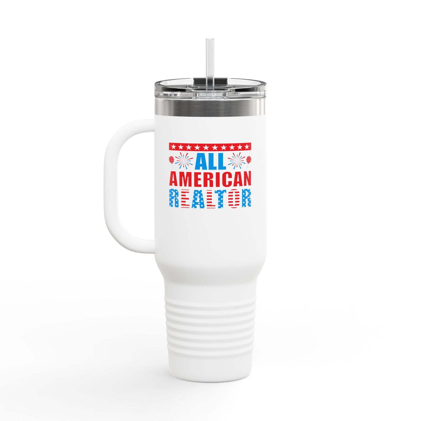 All American Realtor Tumbler – 40 oz Stainless Steel Mug with Patriotic Fireworks Design