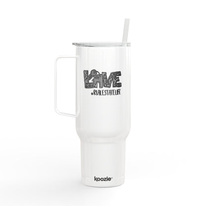 LOVE #RealEstateLife Tumbler – 40 oz White Stainless Steel Mug for Real Estate Agents