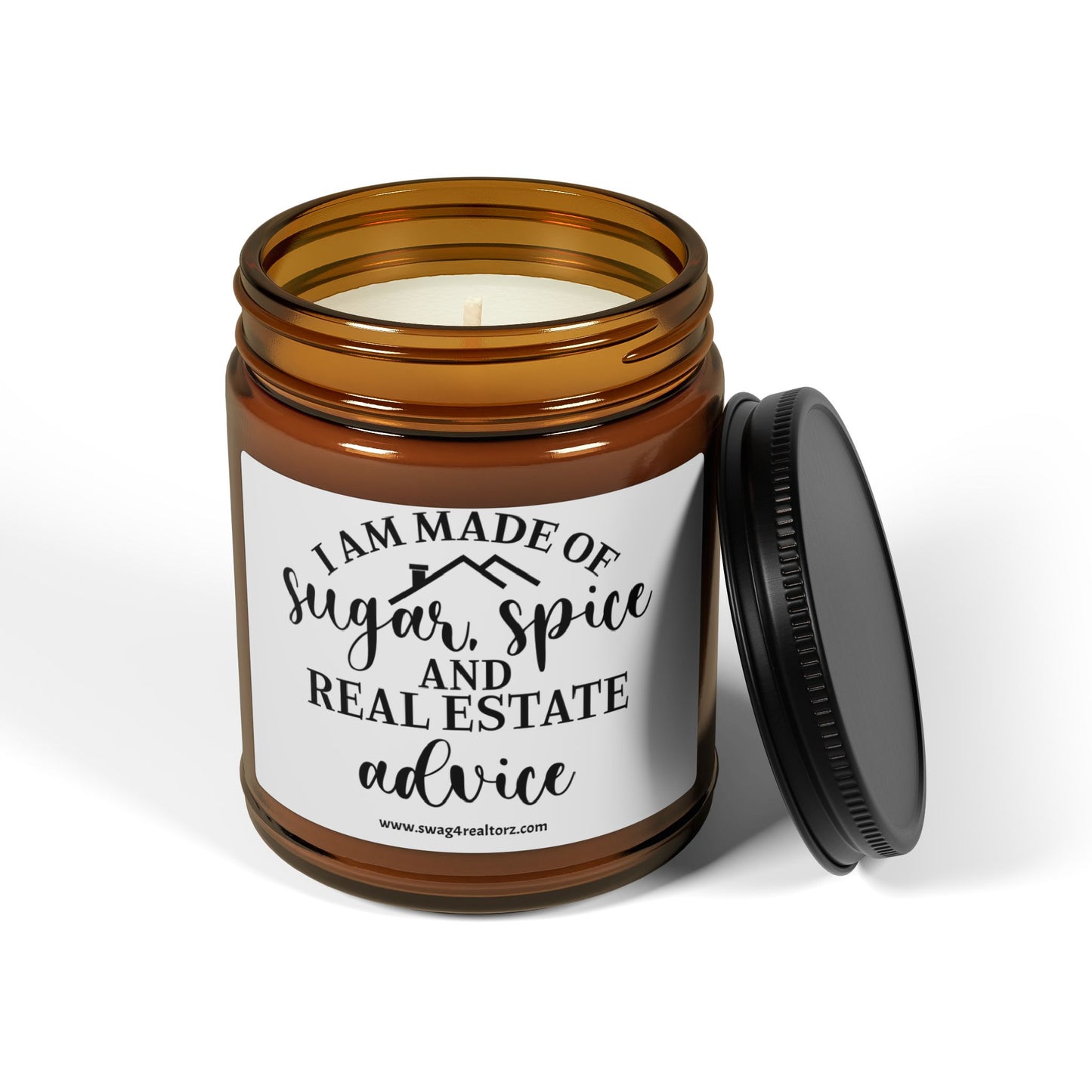 I Am Made Of Sugar & Spice Realtor Scented Soy Candle (Multi-Size, Amber Jar)