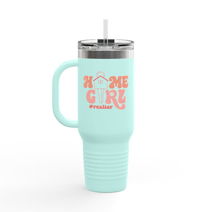 Home Girl #Realtor Tumbler – 40 oz Stainless Steel Mug with Key & Retro Font