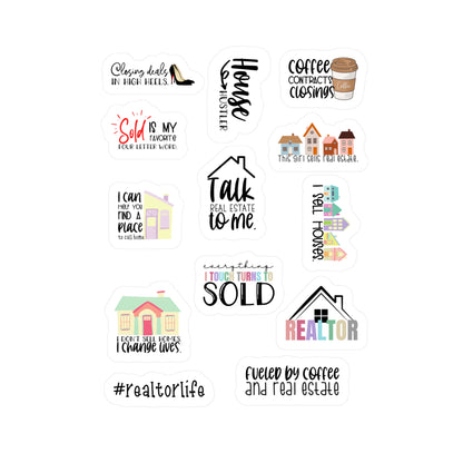 Realtor Vinyl Sticker Pack – Closings, Coffee & Cutie Closers ☕🏡📎