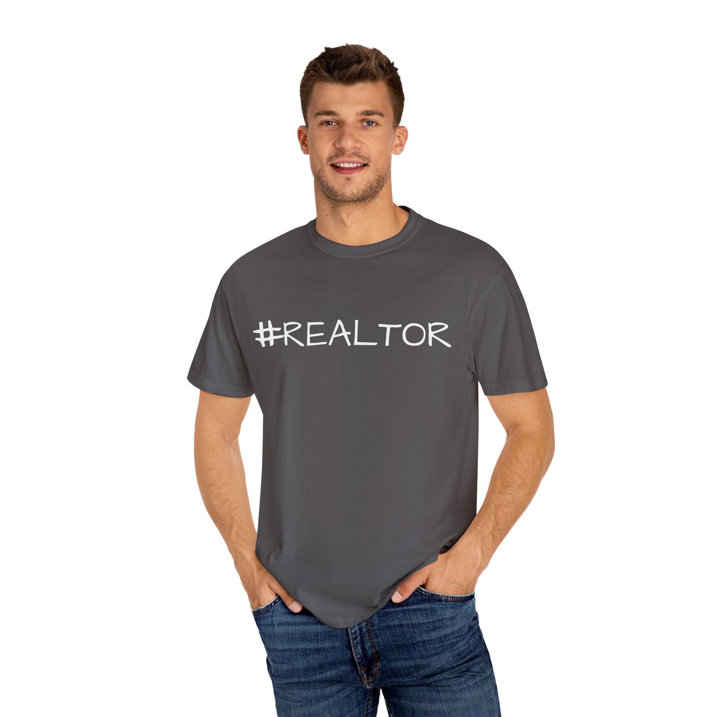 #REALTOR-Unisex Garment-Dyed T-shirt - Soft, Funny Realtor T-Shirt