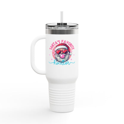 Santa’s Favorite Realtor Tumbler – 40 oz Stainless Steel Mug with Holiday Design