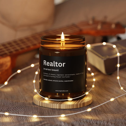 Realtor Funny Definition Scented Soy Candle (Multi-Size, Amber Jar)