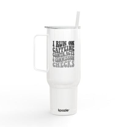 Caffeine, Contracts & Commission Checks Tumbler – 40 oz Stainless Steel Mug for Realtors