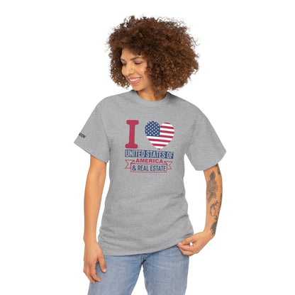 I ❤️ United States of America & Real Estate Tee – Freedom, Fireworks, and For Sale Signs 💥🏡