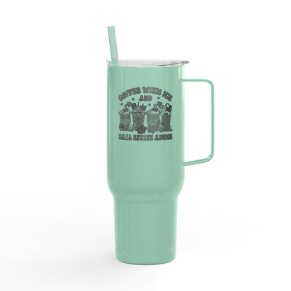 Coffee, Ice & Real Estate Advice Tumbler – 40 oz Stainless Steel Mug for Realtors (Lifestyle Image)