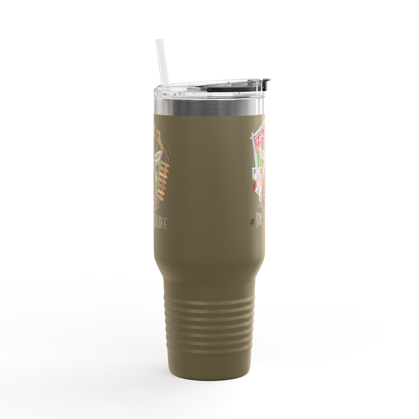 #RealtorLife Messy Bun Tumbler – 40 oz Stainless Steel Mug with Real Estate Illustration