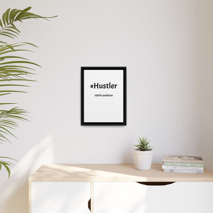 #Hustler – 100% Ambition | Funny Realtor White Canvas Wall Art