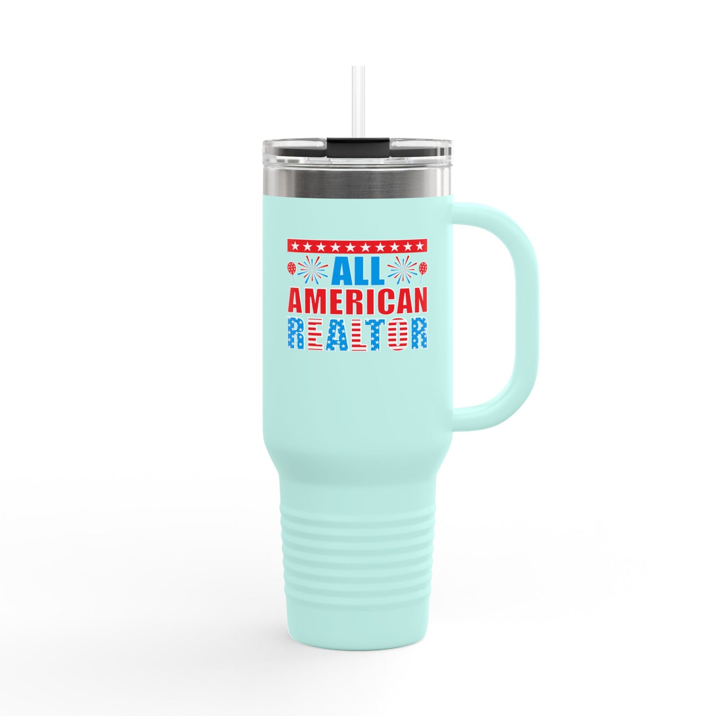 All American Realtor Tumbler – 40 oz Stainless Steel Mug with Patriotic Fireworks Design