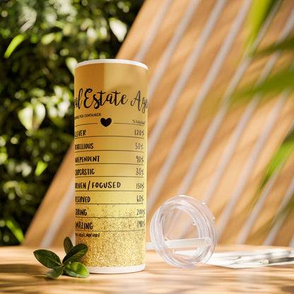 Real Estate Agent Tumbler 20oz – Funny Nutrition Facts Wrap