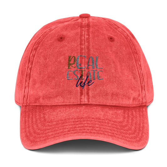 Real Estate Life Hat – Embroidered Distressed Cap for Realtors