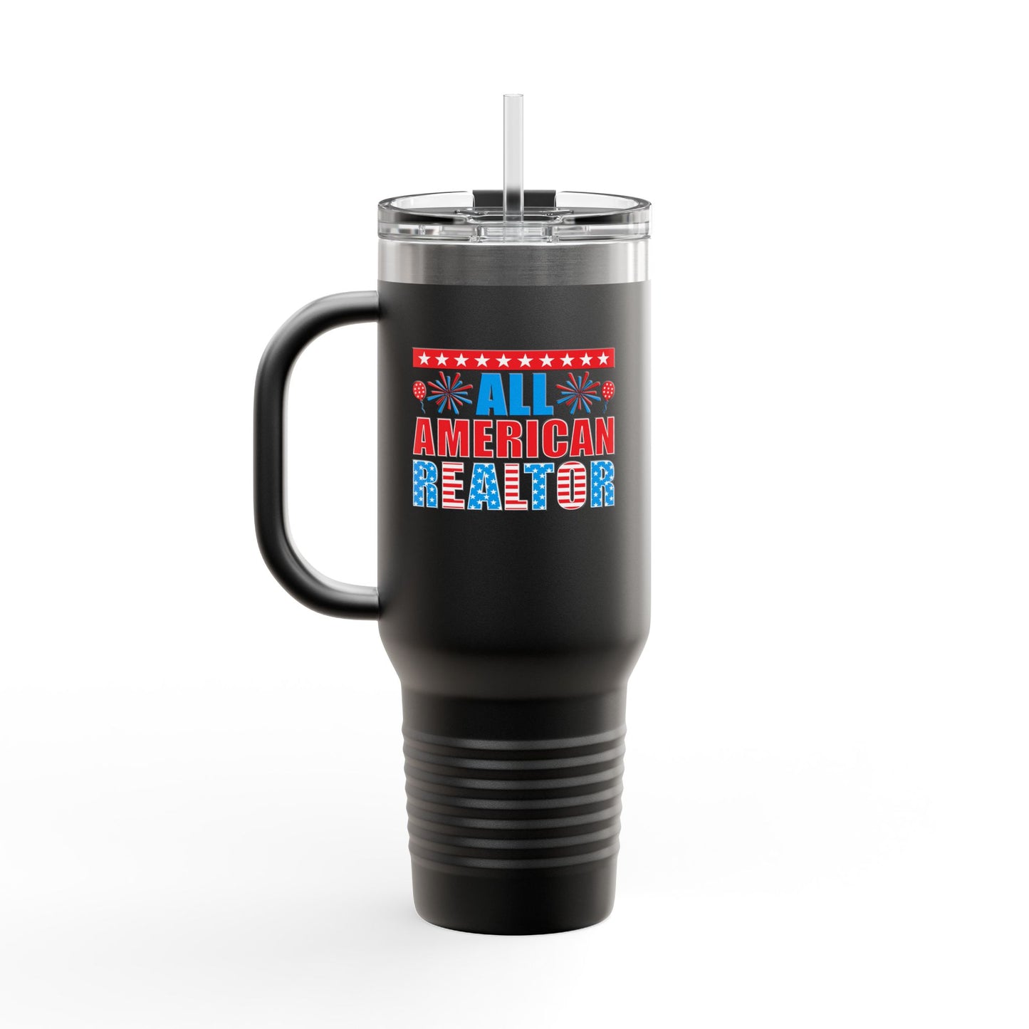 All American Realtor Tumbler – 40 oz Stainless Steel Mug with Patriotic Fireworks Design