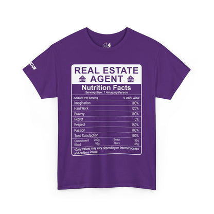 Realtor Funny Nutrition Facts - Heavy Cotton T-Shirt Perfect for Everyday Wear