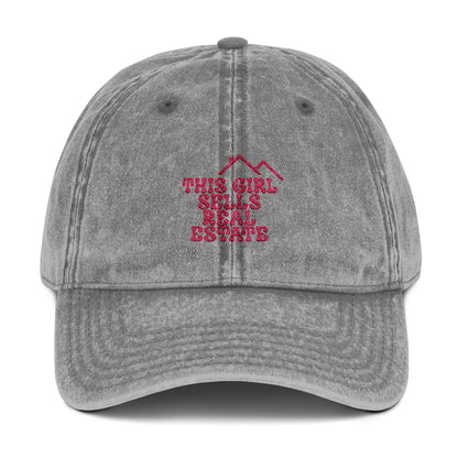 This Girl Sells Real Estate Hat – Embroidered Distressed Cap for Realtors