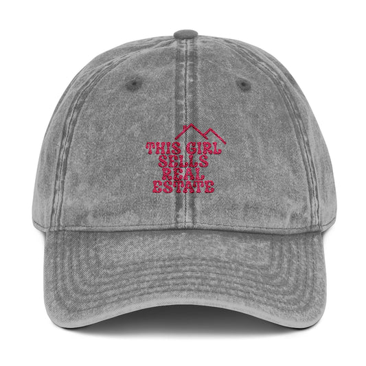 This Girl Sells Real Estate Hat – Embroidered Distressed Cap for Realtors