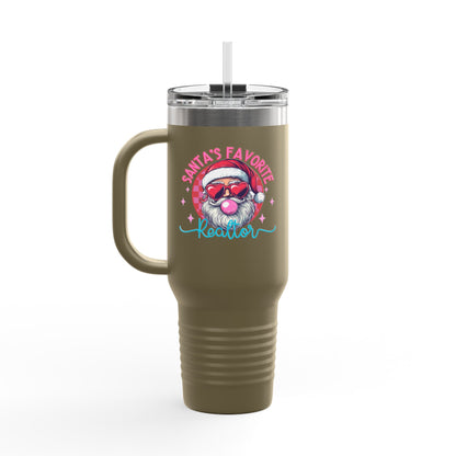 Santa’s Favorite Realtor Tumbler – 40 oz Stainless Steel Mug with Holiday Design