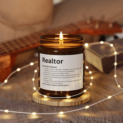 Realtor Definition Candle – Funny Real Estate Gift for Agents & Brokers | Amber Jar Soy Candle