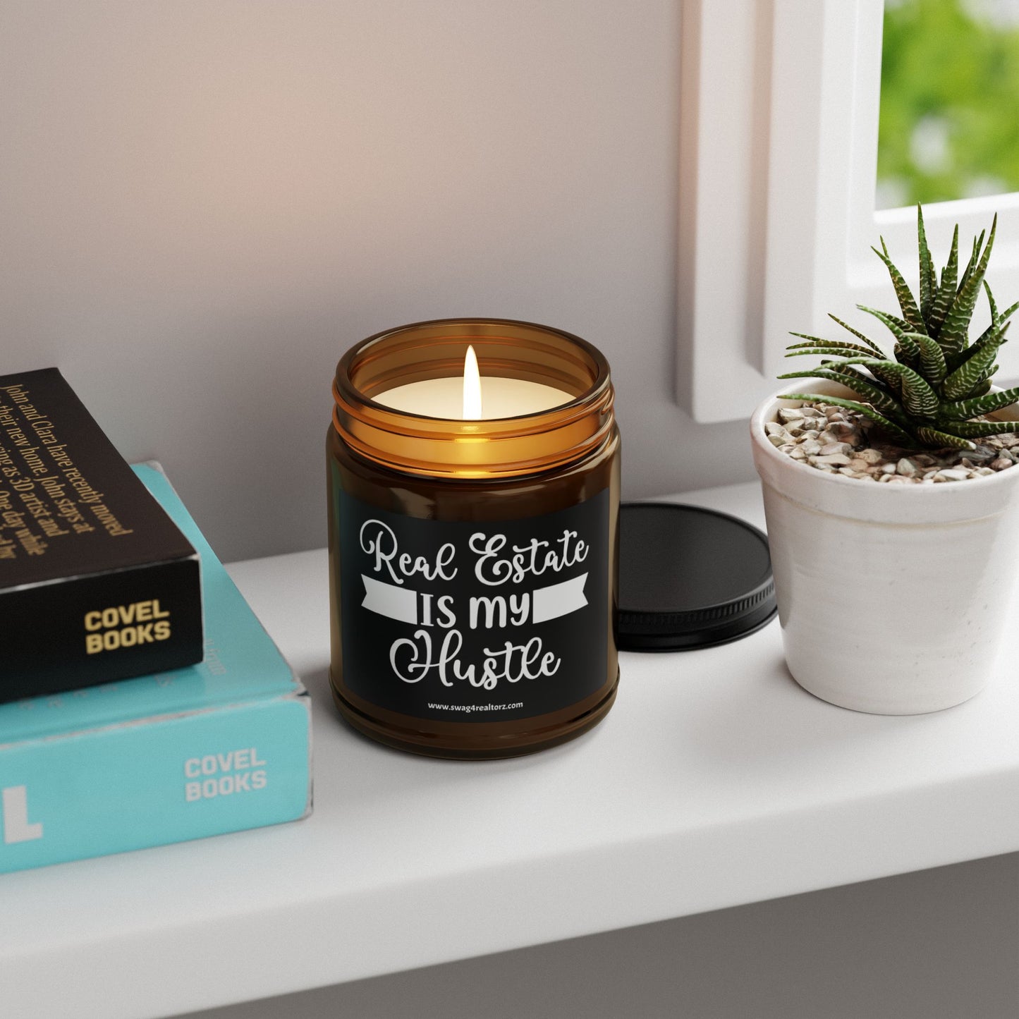 Real Estate Is My Hustle Realtor Scented Soy Candle (Multi-Size, Amber Jar)