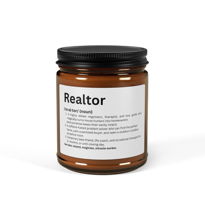 Realtor Definition Candle – Funny Real Estate Gift for Agents & Brokers | Amber Jar Soy Candle