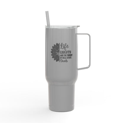 Life, Liberty & Real Estate Deals Tumbler – 40 oz Stainless Steel Cup for Realtors
