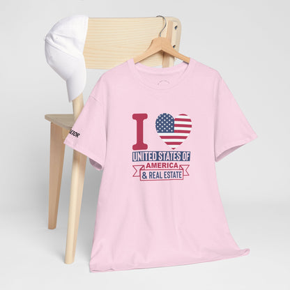 I ❤️ United States of America & Real Estate Tee – Freedom, Fireworks, and For Sale Signs 💥🏡