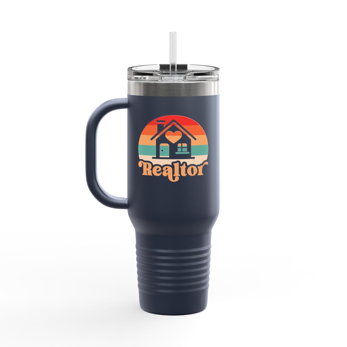 Realtor Retro Heart & Home Tumbler – 40 oz Stainless Steel Mug